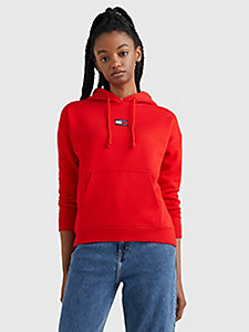 sweat à capuche boxy essential à badge rouge pour femmes tommy jeans