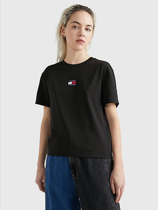 black essential tommy badge t-shirt for women tommy jeans