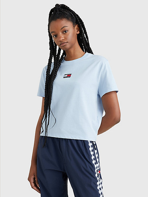 blue essential tommy badge t-shirt for women tommy jeans