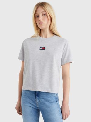 T-shirt met ronde hals en Tommy-badge | GRIJS | Tommy Hilfiger