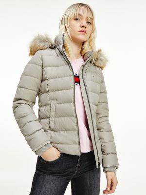 Faux Fur Hood Down Jacket | GREY 