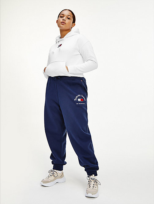blue curve tommy badge relaxed fit joggers for women tommy jeans