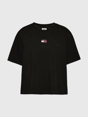 Curve Tommy Badge Crew Neck T-Shirt | BLACK | Tommy Hilfiger