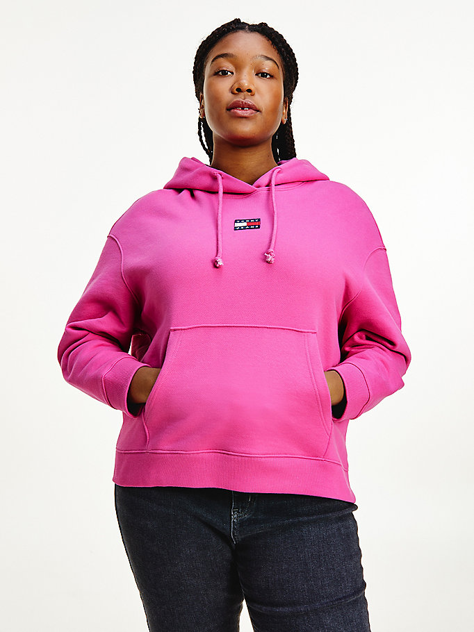purple curve tommy badge hoody for women tommy jeans