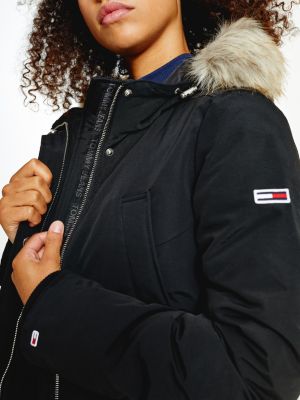 Essential parka met dons en imitatiebont | ZWART | Tommy Hilfiger