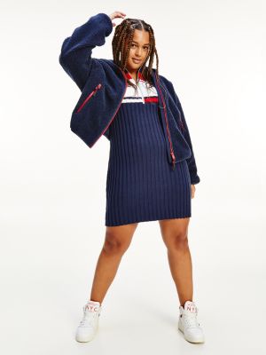 Kurtka Curve Iz Mehovogo Flisa S Emblemoj Tommy Sinij Tommy Hilfiger