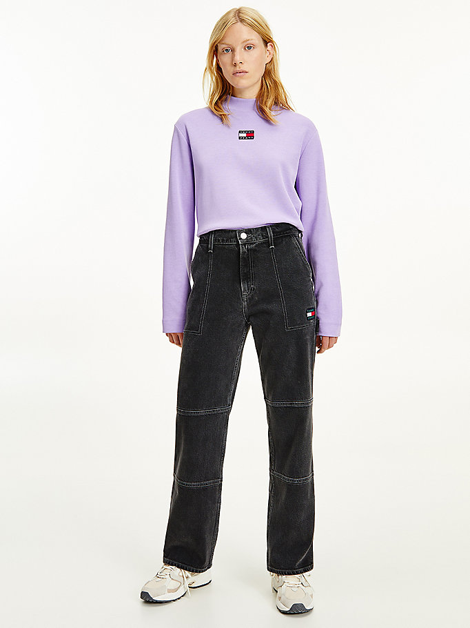 denim betsy straight carpenter-jeans mit mittelhohem bund für women - tommy jeans