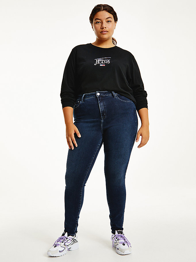 denim curve melany super skinny jeans mit ultrahohem bund für women - tommy jeans