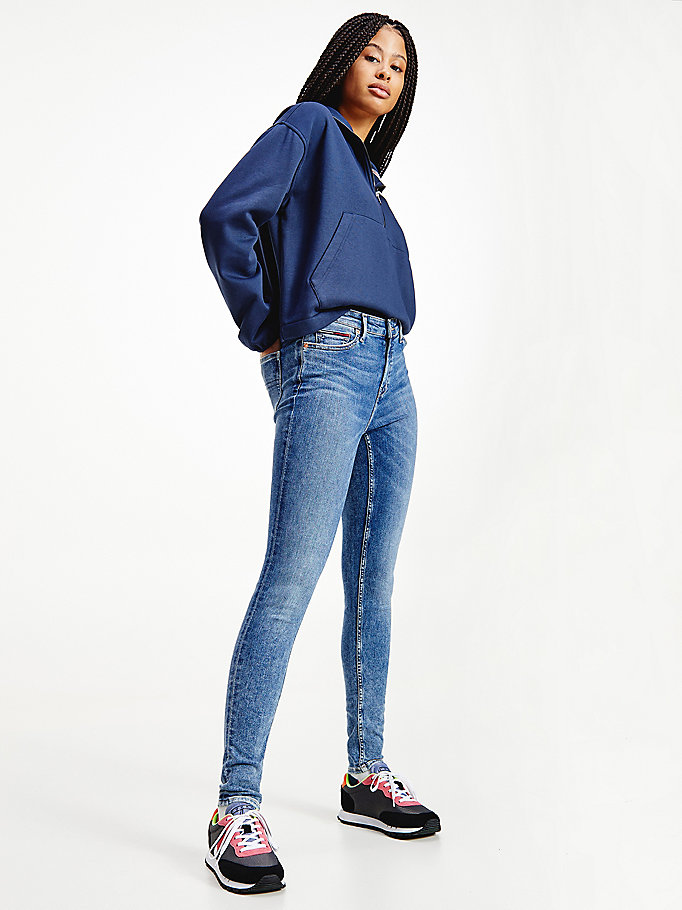 denim nora skinny jeans mit mittelhohem bund für women - tommy jeans
