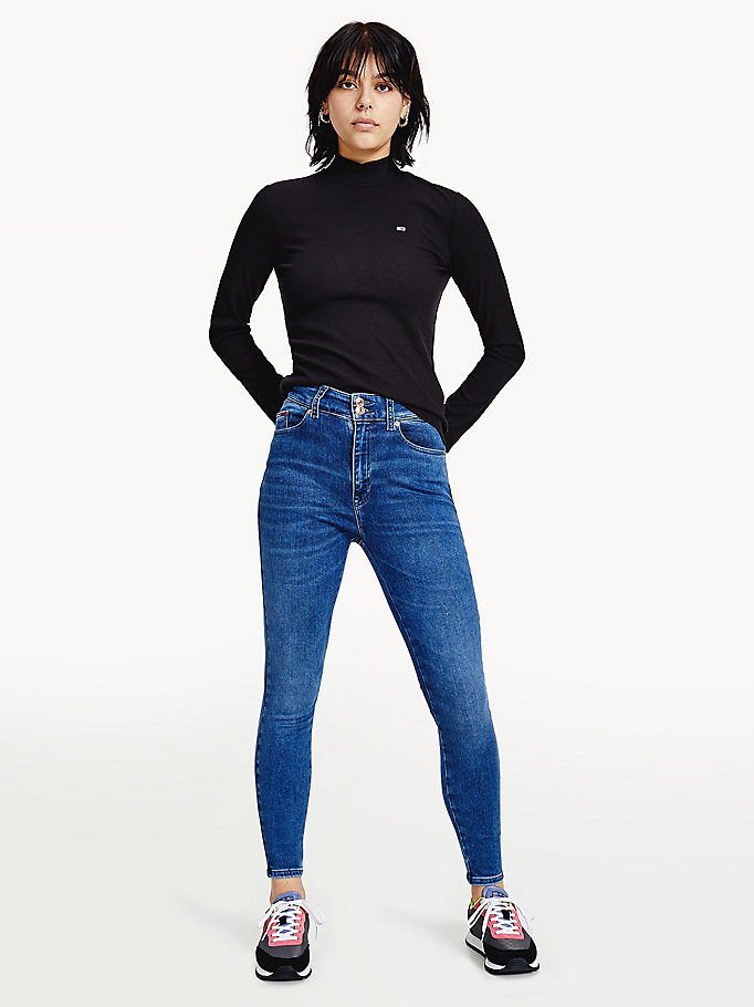 vaqueros ergonómicos ceñidos de talle alto denim de mujer tommy jeans