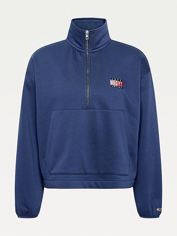 Relaxed Timeless Tommy Logo Half-Zip Sweatshirt | BLUE | Tommy 
