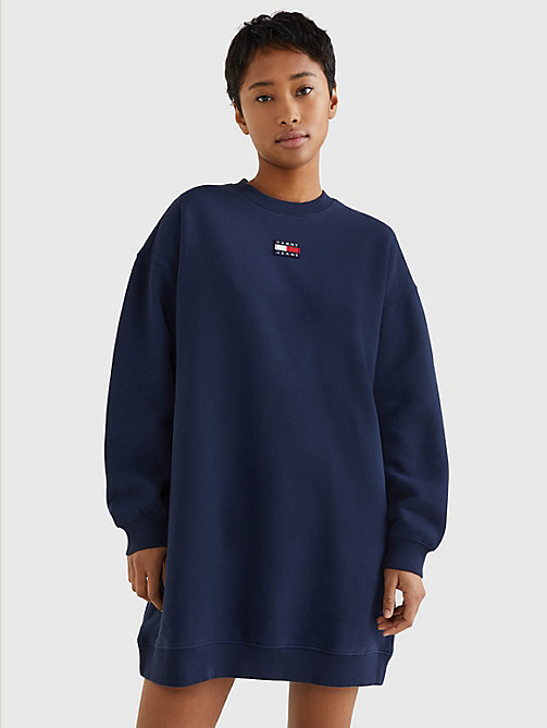 blue tommy badge sweater dress for women tommy jeans