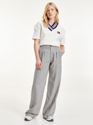 Relaxed fit wijde broek met ruit | BEIGE | Tommy Hilfiger