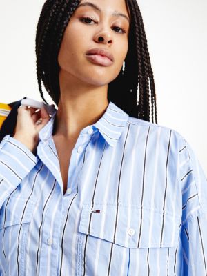 Organic Cotton Oversized Stripe Shirt | BLUE | Tommy Hilfiger