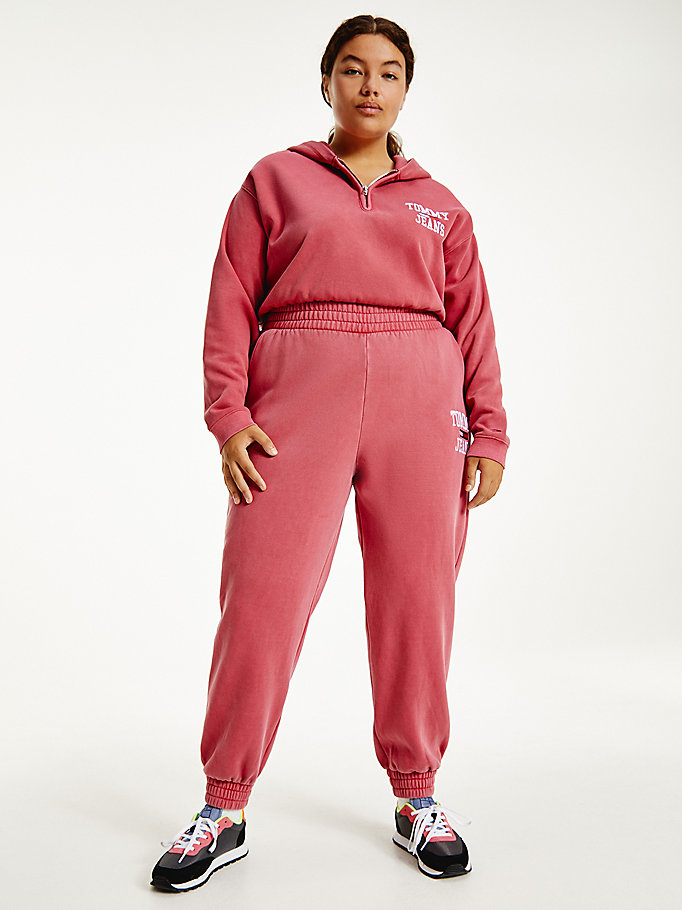 joggers curve relaxed fit con logo rosso da women tommy jeans