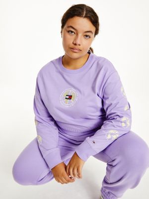 Curve Long Sleeves Cropped Fit T-Shirt | PURPLE | Tommy Hilfiger