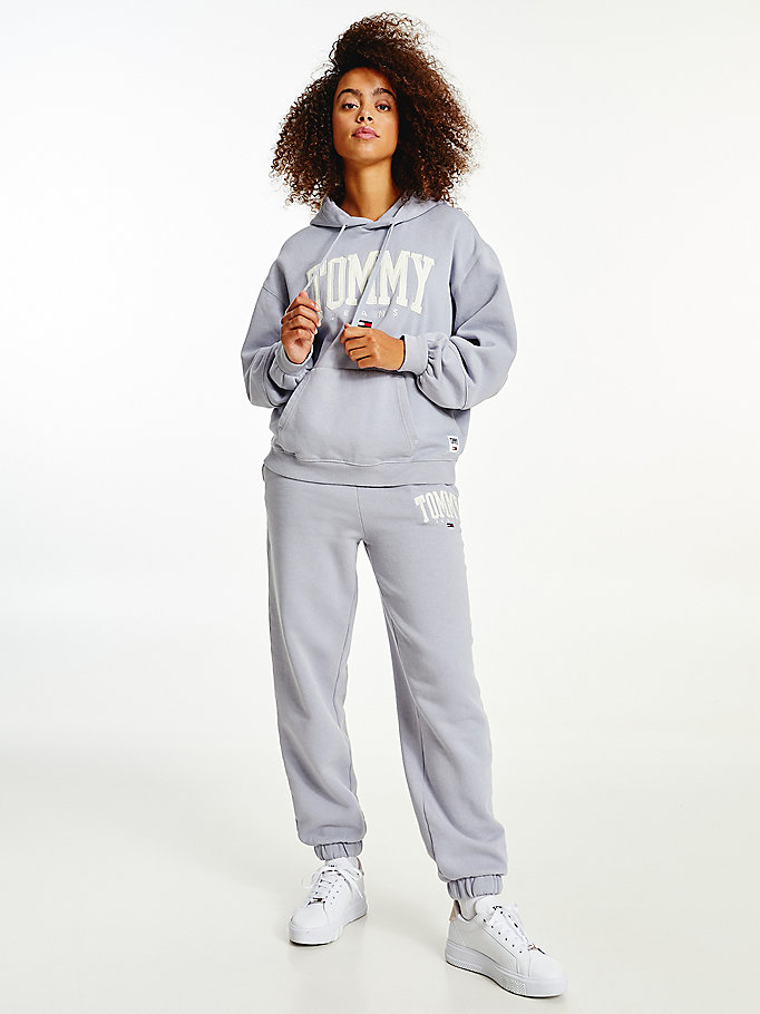 purple college relaxed fit hoody for women tommy jeans
