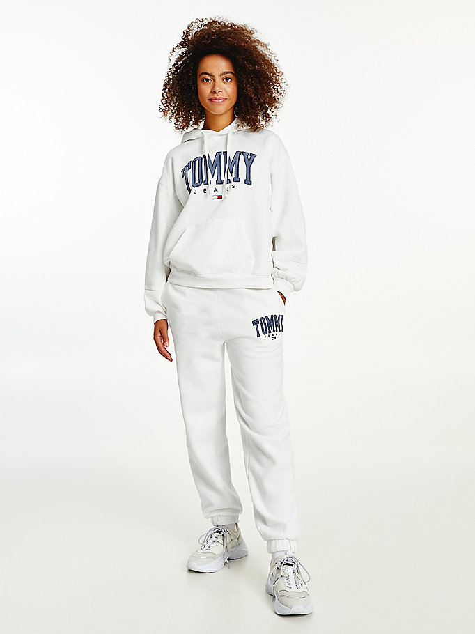 white college relaxed fit hoody for women tommy jeans