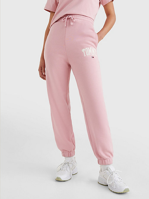joggers college con distintivo tommy rosa da women tommy jeans