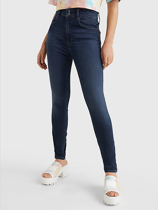 denim shape skinny jeans mit hohem bund für damen - tommy jeans