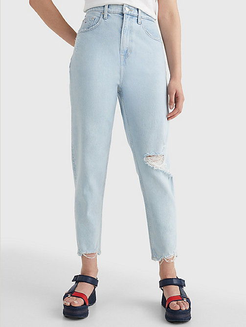 деним зауженные джинсы mom ультравысокой посадки с эффектом по для женщины - tommy jeans
