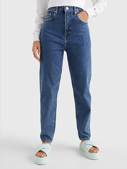 denim mom ultra high rise tapered jeans voor women - tommy jeans