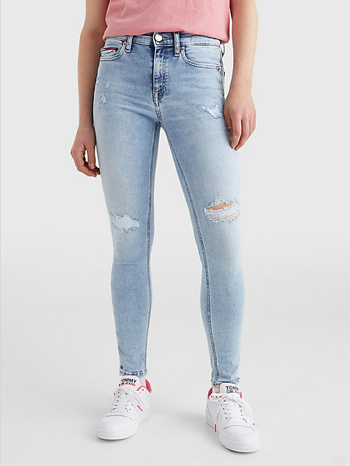 denim nora knöchellange skinny jeans mit mittelhohem bund für damen - tommy jeans