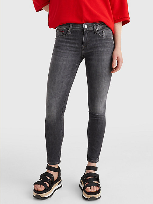 denim scarlett zwarte low rise skinny enkeljeans voor women - tommy jeans