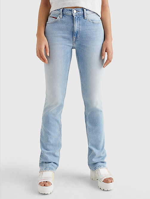 vaqueros maddie de talle medio y corte bootcut desteñidos denim de mujer tommy jeans