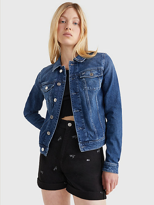denim slim fit trucker jacket for women tommy jeans
