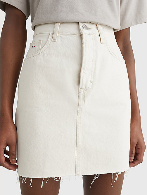 denim tonal logo denim mini skirt for women tommy jeans