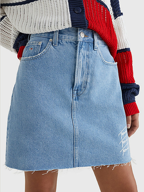 denim mom denim rok met distressing voor women - tommy jeans