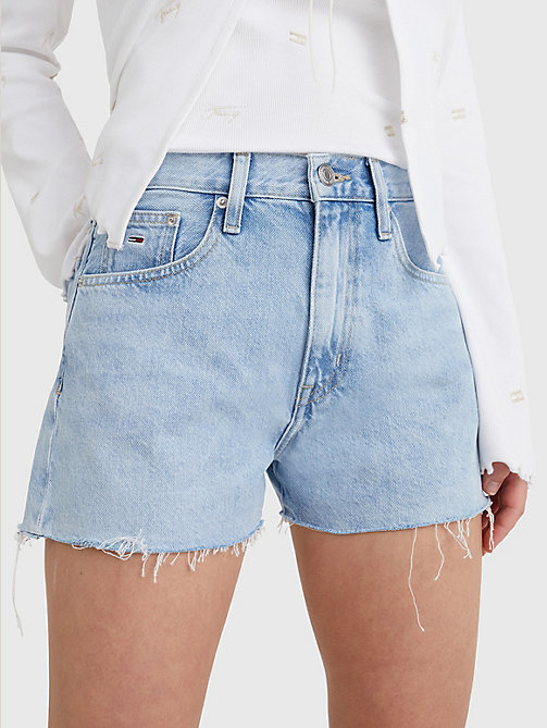 mini short en denim à ourlets effilochés denim pour femmes tommy jeans