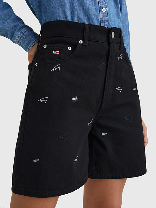 denim embroidery denim mom shorts for women tommy jeans
