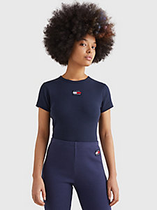 blue badge crop top for women tommy jeans