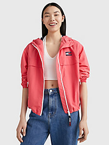 giacca a vento chicago con distintivo rosa da donna tommy jeans