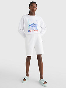 TJW SKINNY ESSENTIAL TOMMY T SS T-shirt Jean Tommy Hilfiger en coloris Blanc Femme Vêtements Shorts Mini shorts 