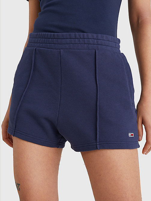 short essential en coton bio bleu pour femmes tommy jeans