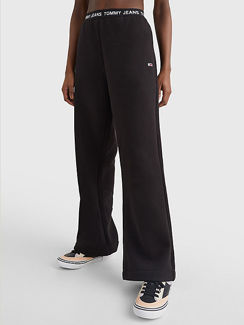 schwarz relaxed fit jogginghose mit logo-taillenbund für damen - tommy jeans