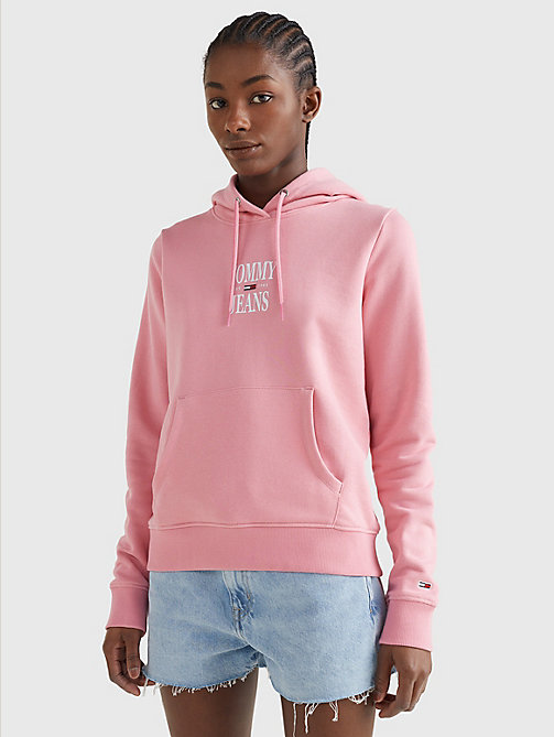 pink essential logo hoody for women tommy jeans