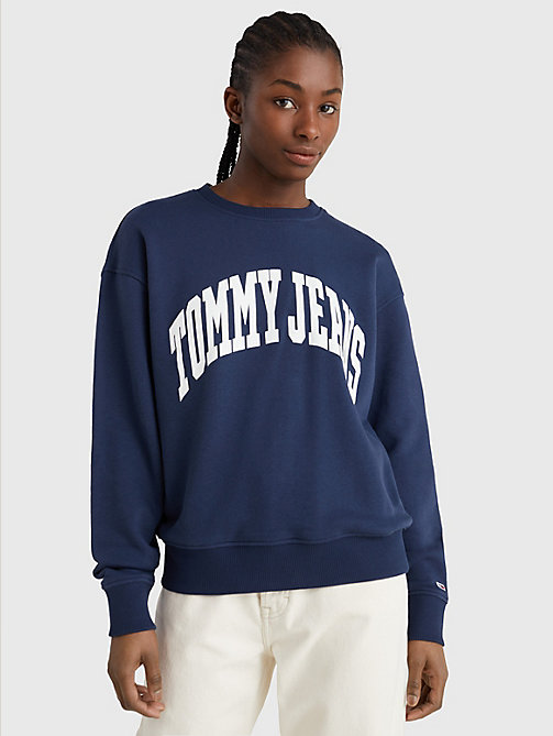 blue college relaxed fit sweatshirt for women tommy jeans