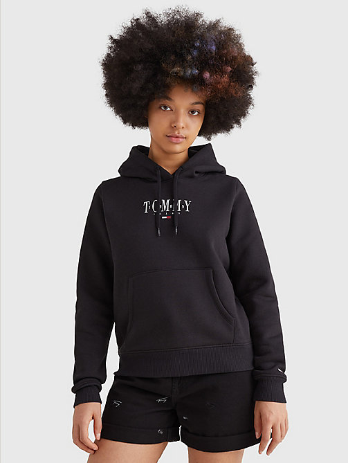 black essential logo hoody for women tommy jeans