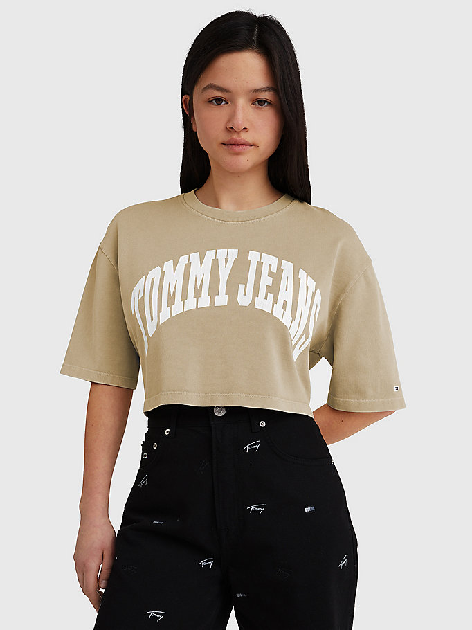 College Oversized Cropped T-Shirt | BEIGE | Tommy Hilfiger