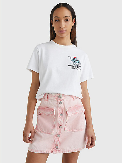 white slogan t-shirt for women tommy jeans