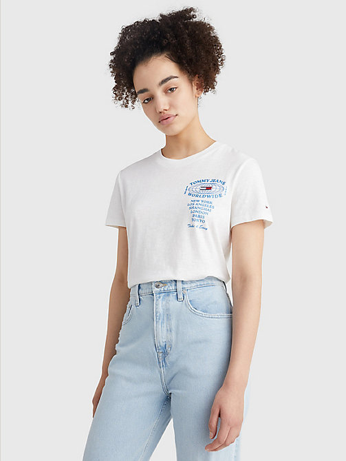 white expedition logo t-shirt for women tommy jeans