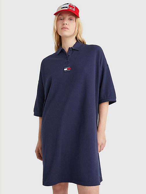 blue badge oversized polo dress for women tommy jeans