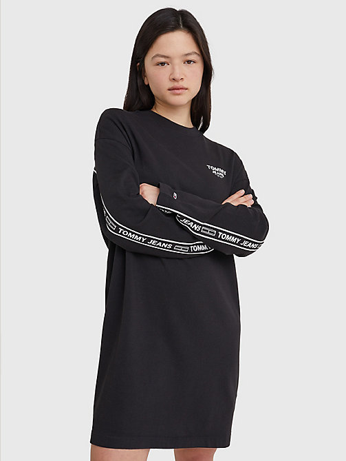 black logo tape t-shirt dress for women tommy jeans