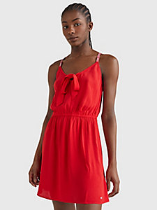 red essential fit and flare dress for women tommy jeans