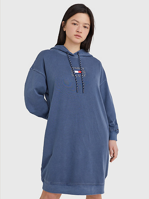 blue logo hoody dress for women tommy jeans