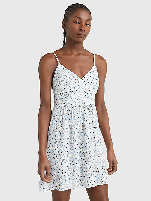 white fit and flare print mini dress for women tommy jeans